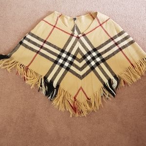 Cute short style Burberry poncho